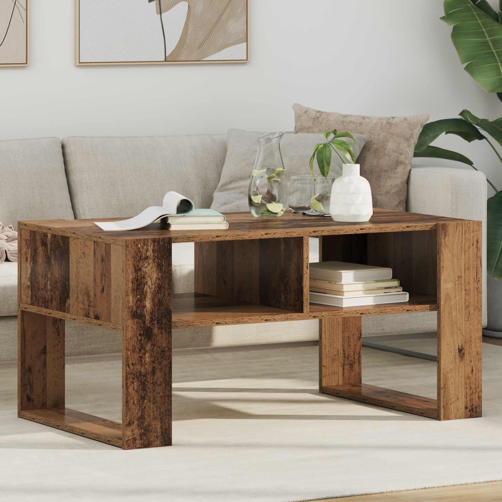 Mesa de centro madeira antiga 92 x 53 x 45 cm