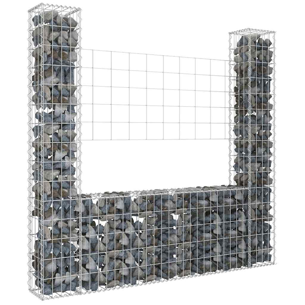 Cesto gabião em forma de u c/ 2 postes 140x20x150 cm ferro