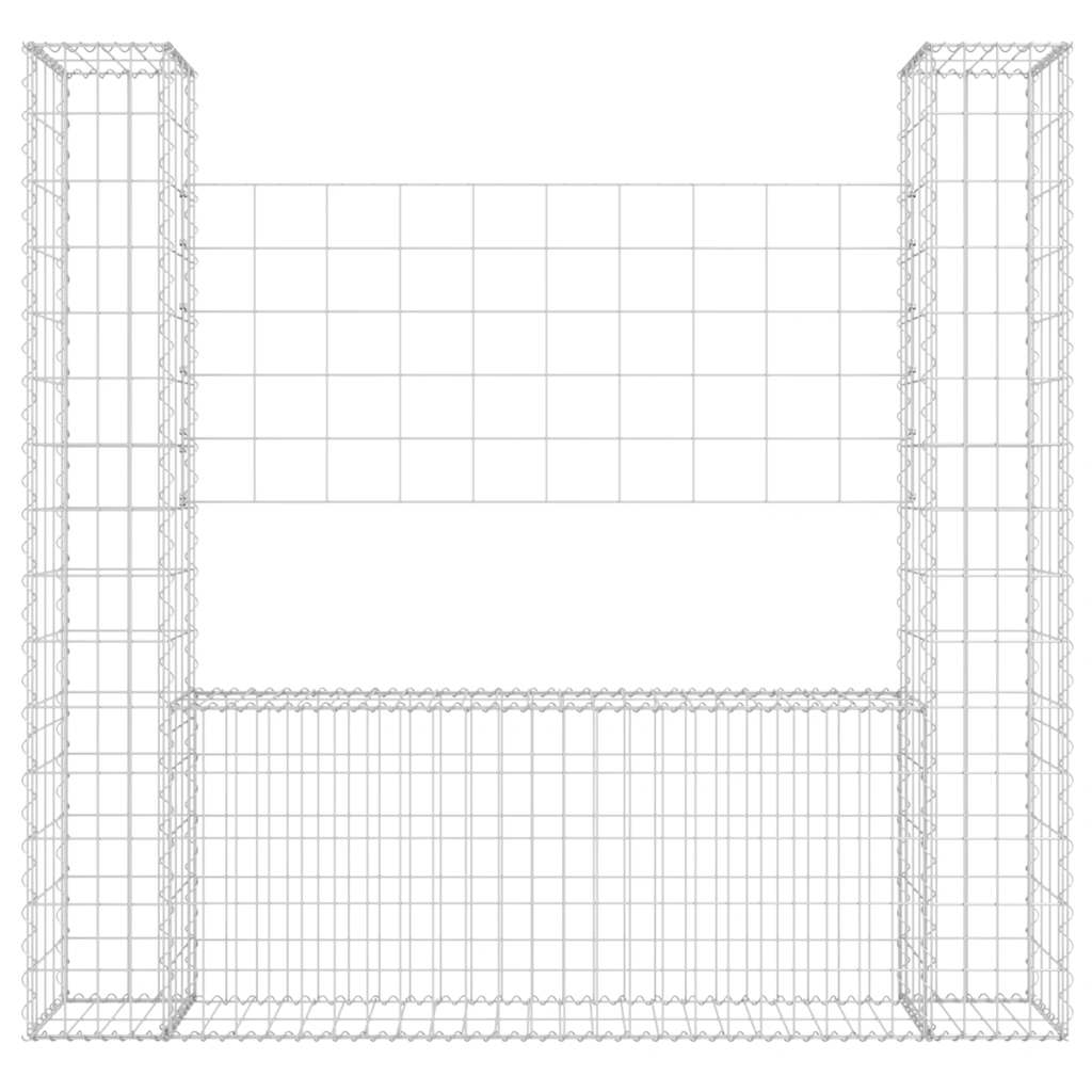 Cesto gabião em forma de u c/ 2 postes 140x20x150 cm ferro