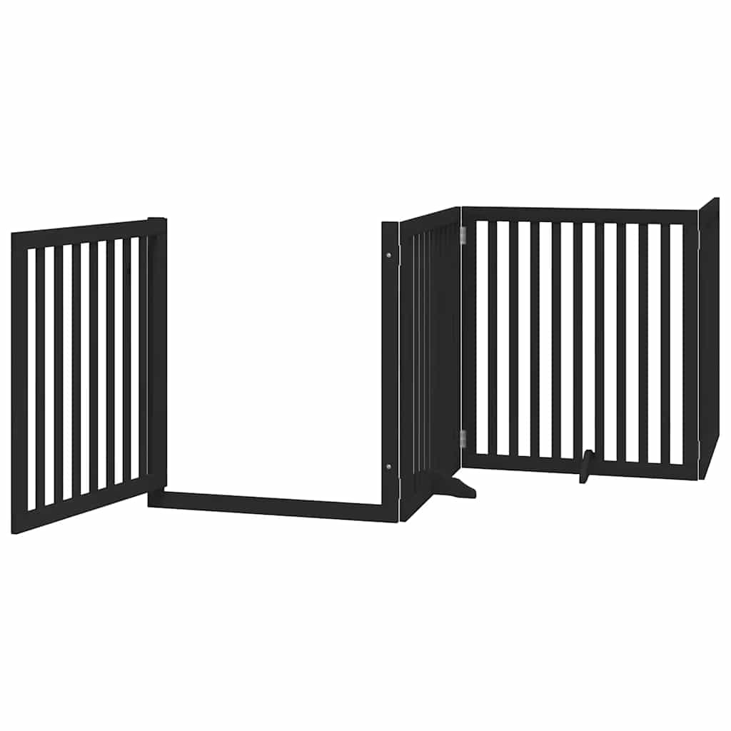 Portão p/ cães com porta dobrável 8 painéis 640 cm álamo preto