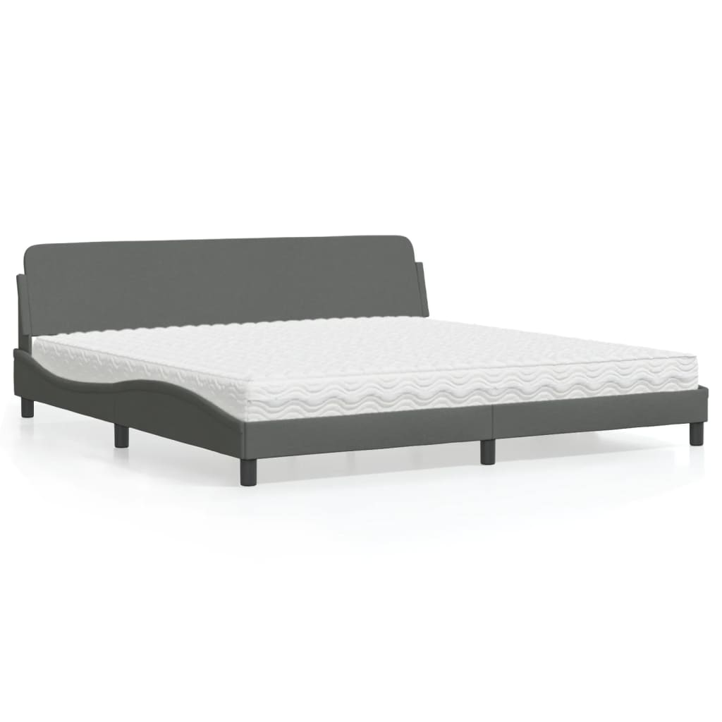 Cama com colchão dover 200x200 cm tecido cinzento-escuro