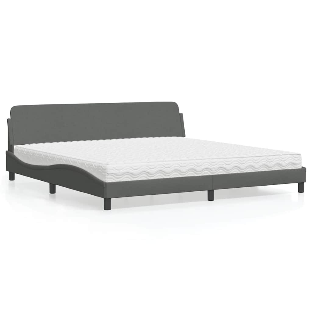 Cama com colchão dover 200x200 cm tecido cinzento-escuro