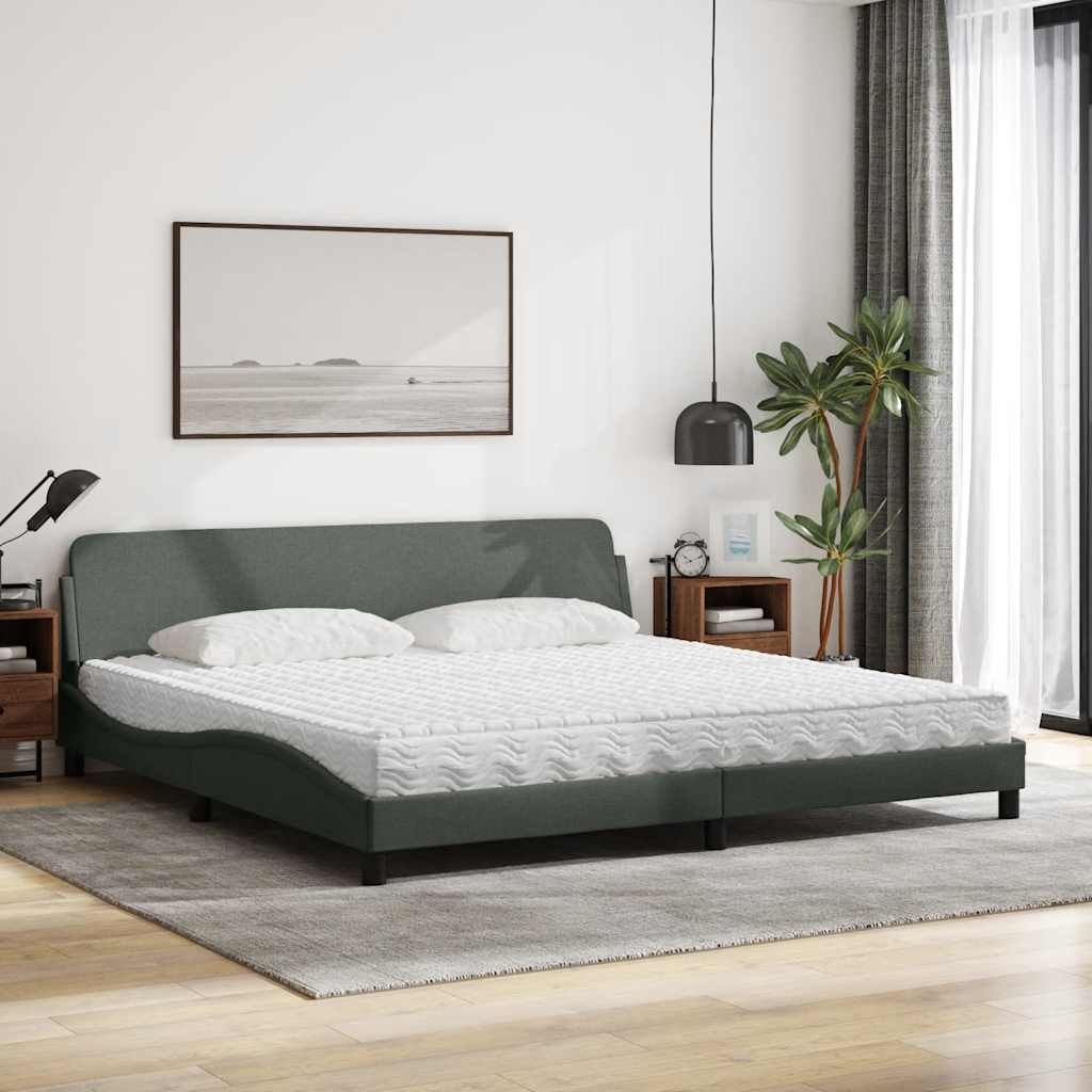 Cama com colchão dover 200x200 cm tecido cinzento-escuro