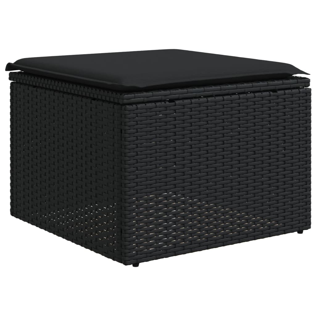 4 Pcs conjunto de sofás para jardim c/ almofadões vime PE preto