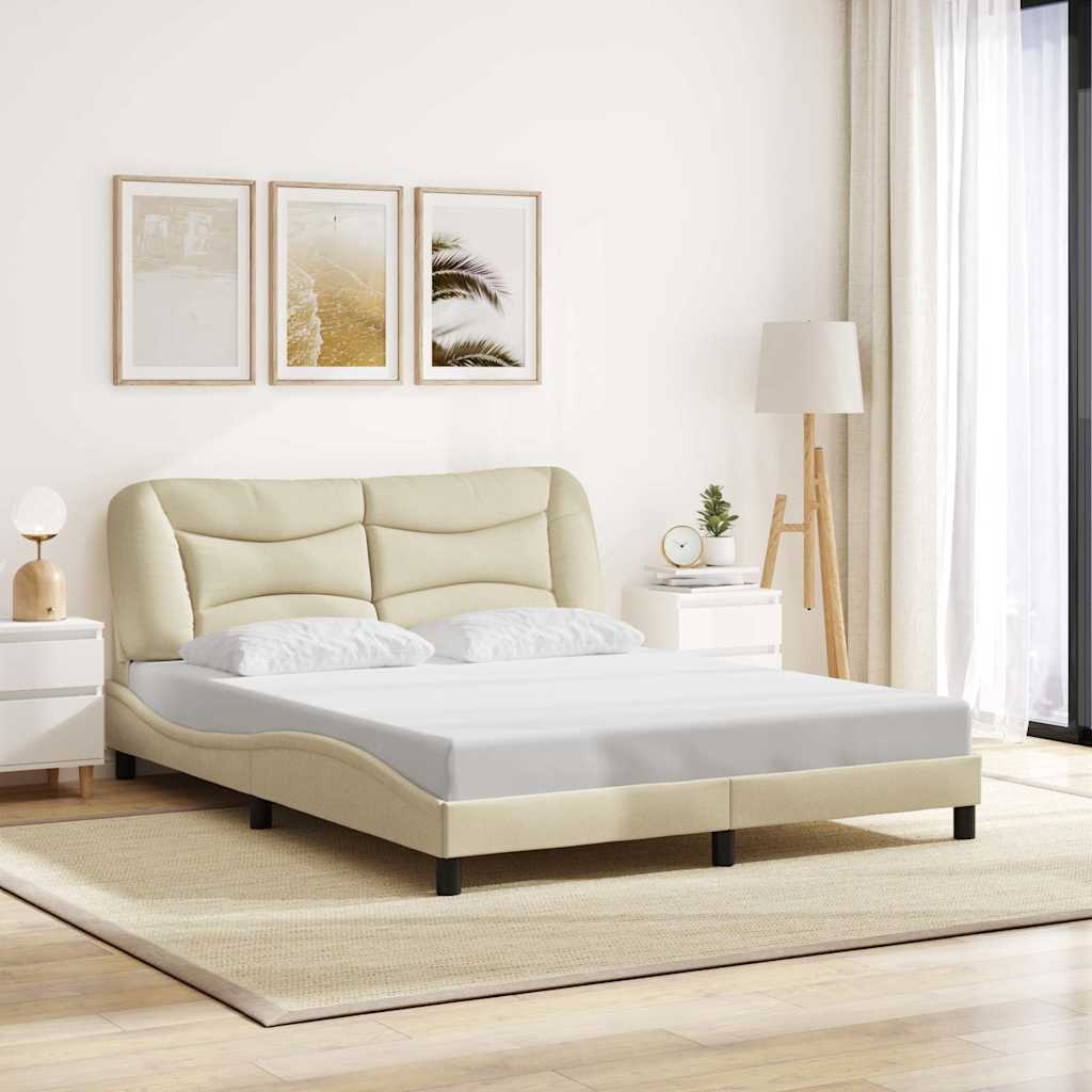 Estrutura de cama sem colchão hvar 160x200 cm tecido cor creme