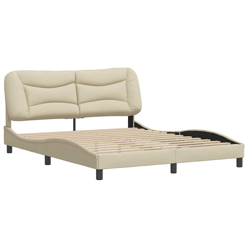 Estrutura de cama sem colchão hvar 160x200 cm tecido cor creme