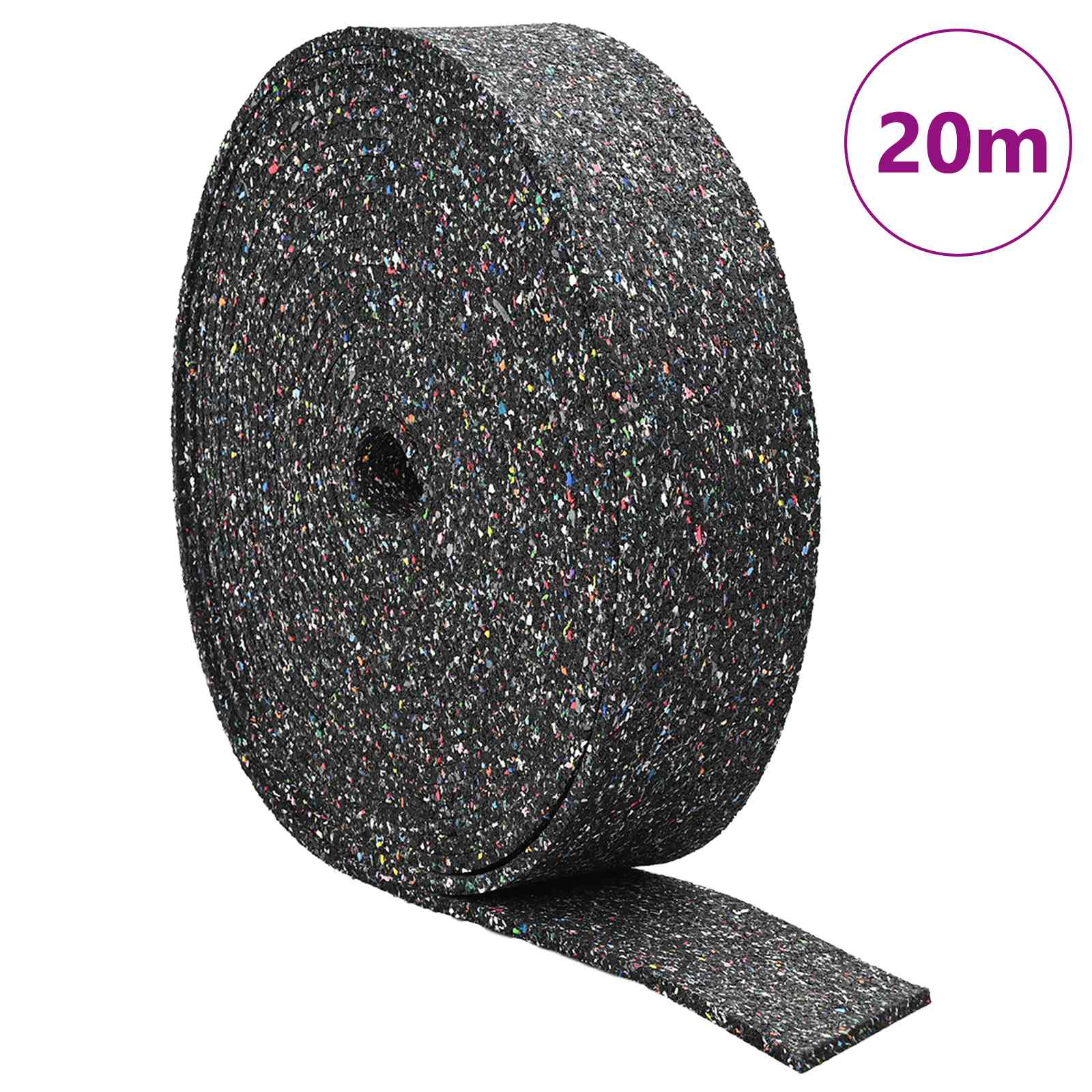 Rolo de granulado de borracha preto 2000 x 5 x 0,8 cm borracha