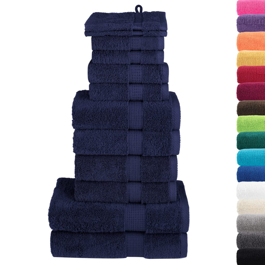 12Pcs conjunto toalha premium solund 600 gsm azul-marinho
