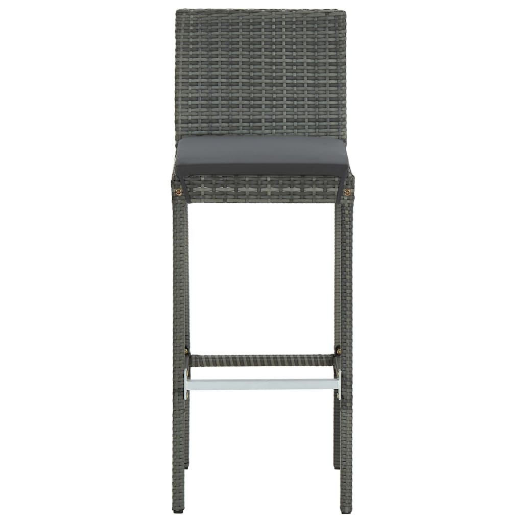 7 Pcs conjunto de bar p/ exterior + almofadões vime PE cinzento
