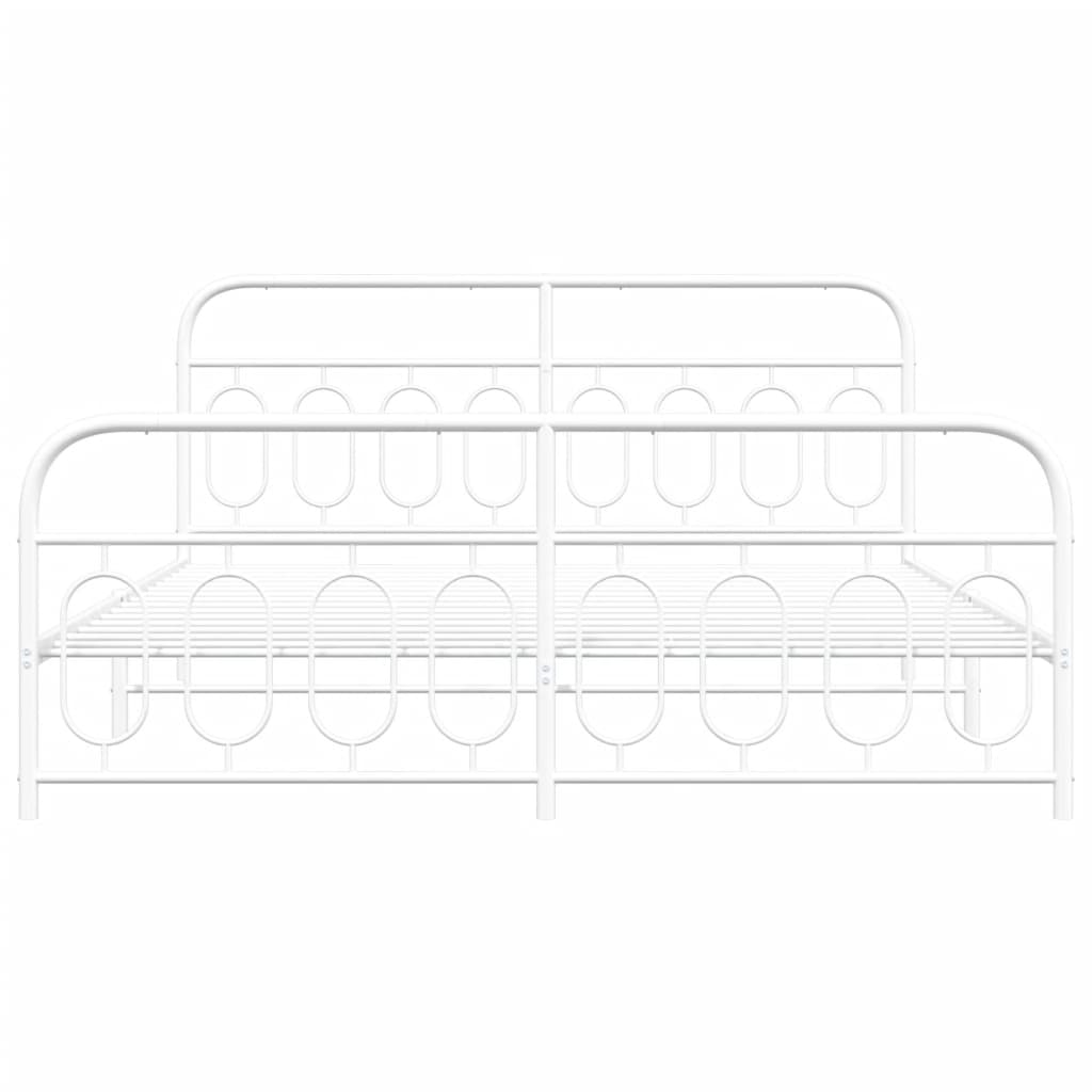 Estrutura de cama com cabeceira e pés 193x203 cm metal branco