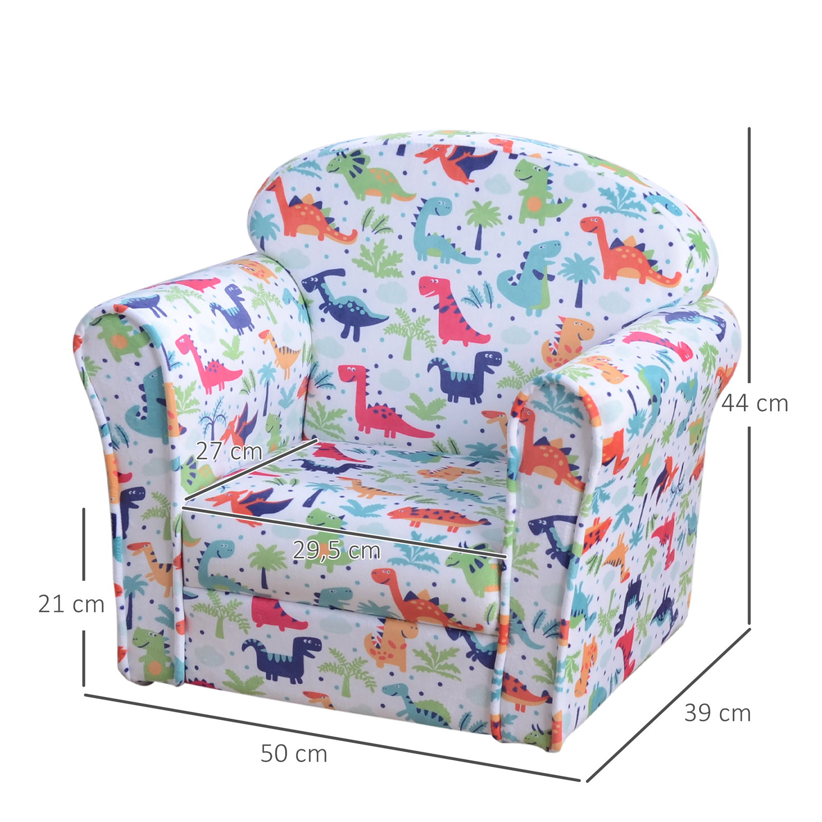 Poltrona para crianças acima de 3 anos com desenhos de foguete estrutura de madeira e estofado em flanela 50x39x44 cm multicor