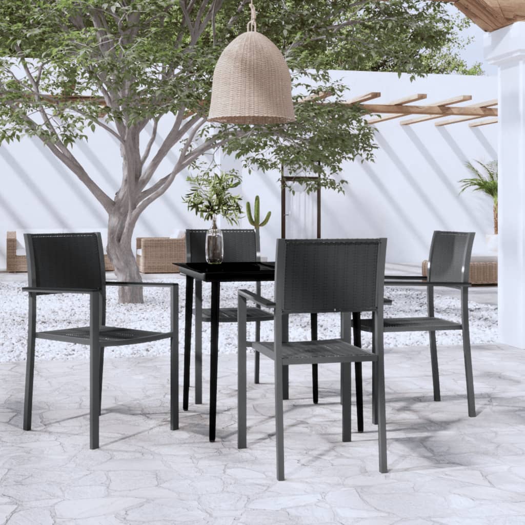 5 Pcs conjunto de jantar para jardim preto