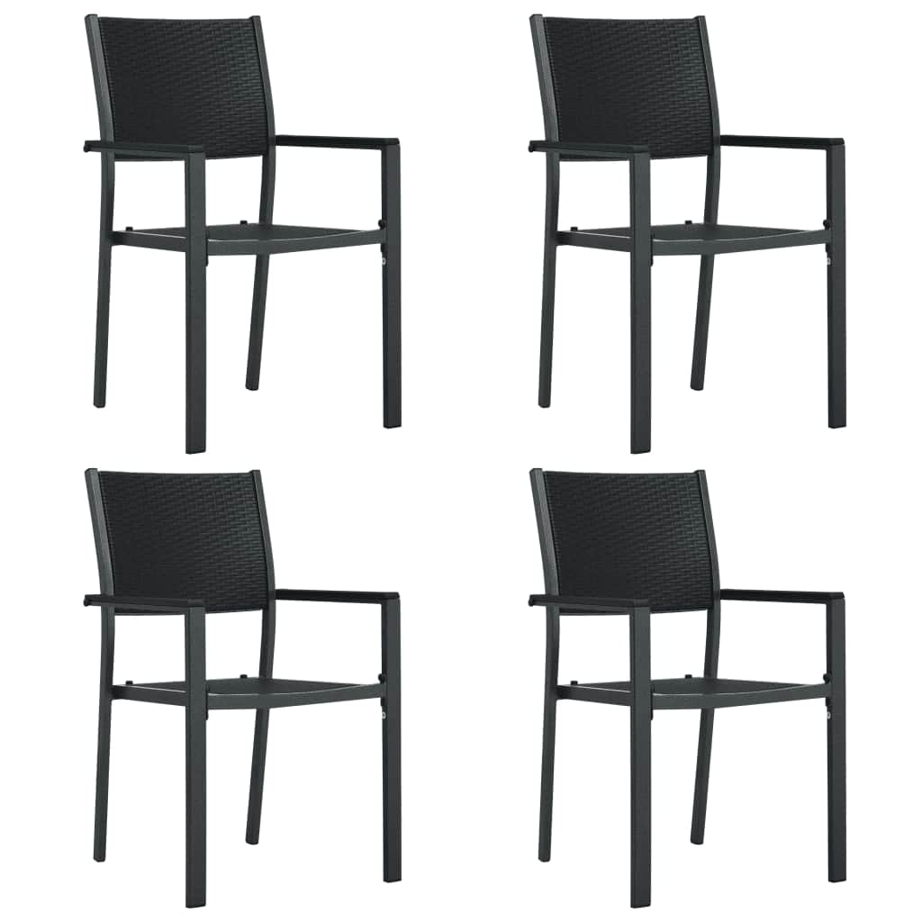 5 Pcs conjunto de jantar para jardim preto