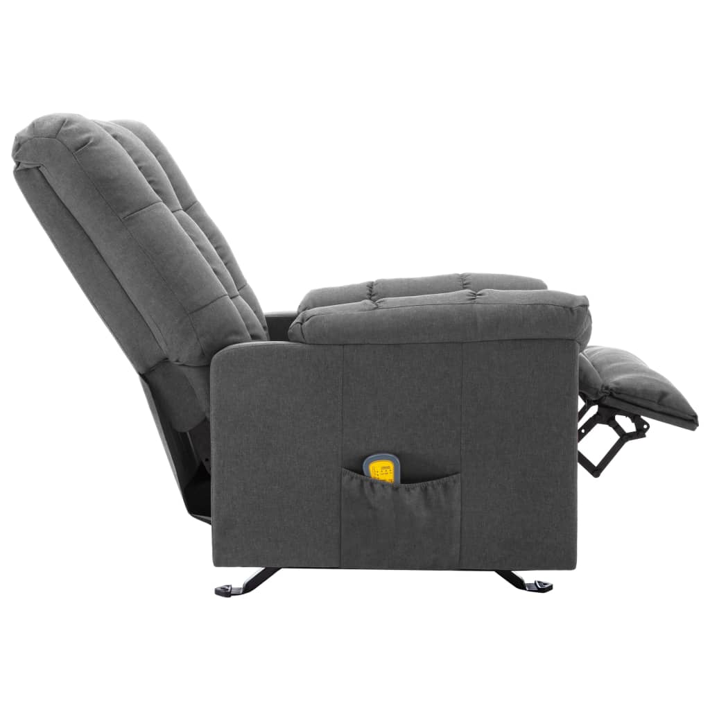 Poltrona de massagens reclinável tecido cinzento-claro