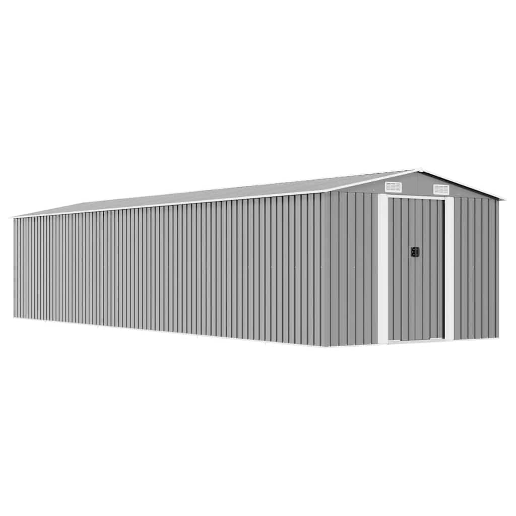 Abrigo de jardim 257x990x181 cm aço galvanizado cinzento