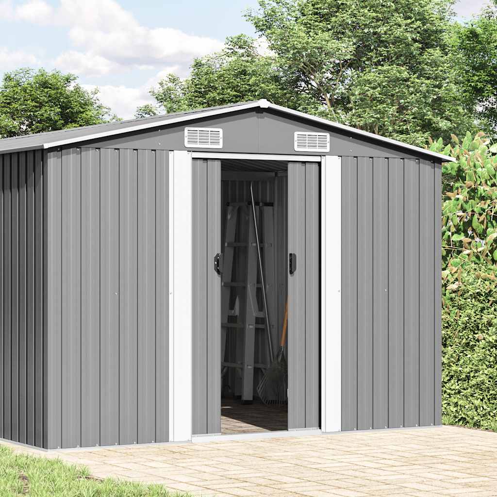 Abrigo de jardim 257x990x181 cm aço galvanizado cinzento