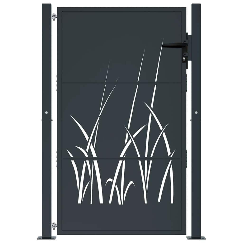 Portão de jardim antracite 100x150 cm aço design grama