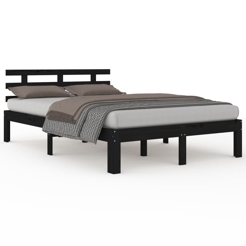 Estrutura de cama 200x200 cm madeira maciça preto
