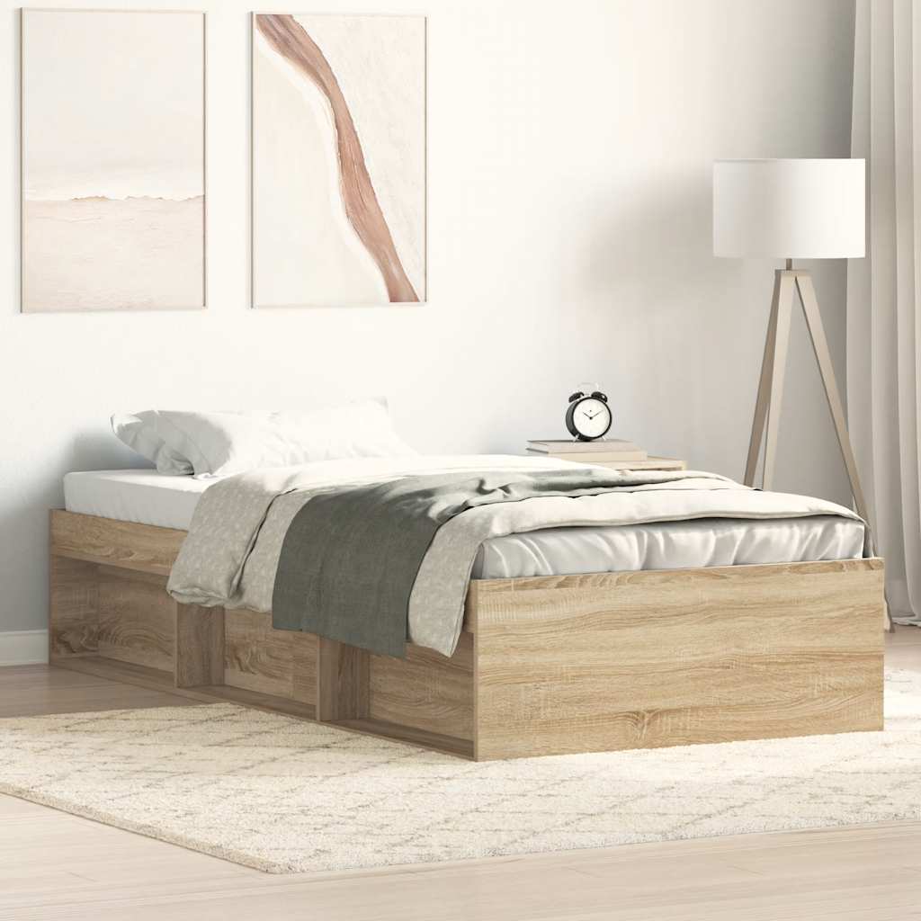 Estrutura de cama solteiro 75x190 cm carvalho sonoma