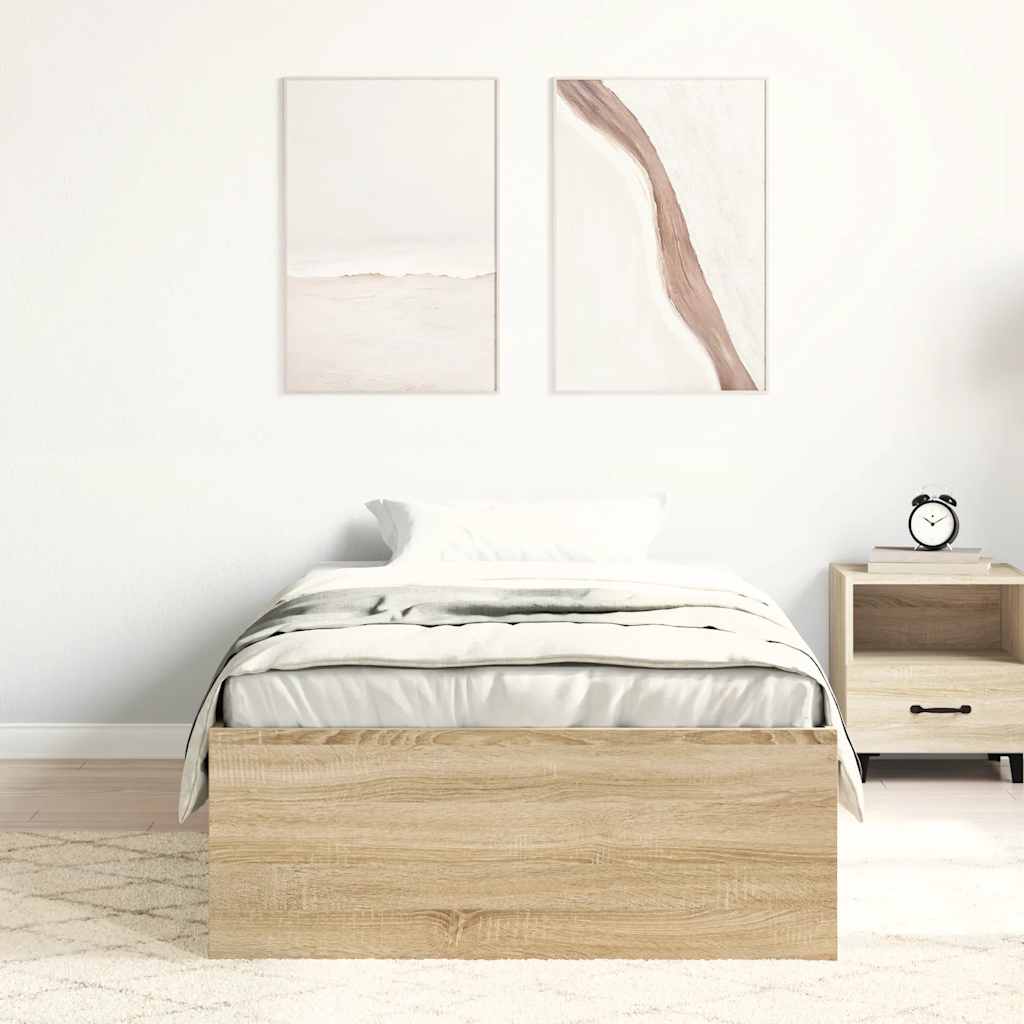 Estrutura de cama solteiro 75x190 cm carvalho sonoma