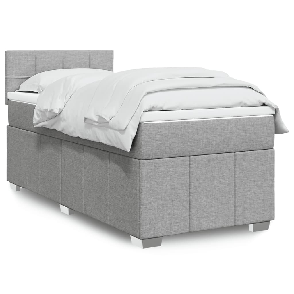 Cama com molas/colchão 90x200 cm tecido cinza-claro