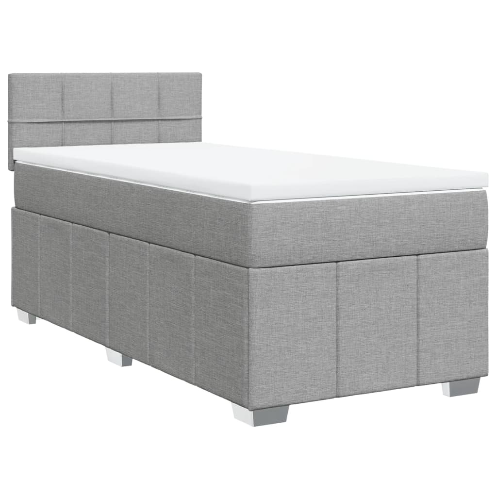 Cama com molas/colchão 90x200 cm tecido cinza-claro