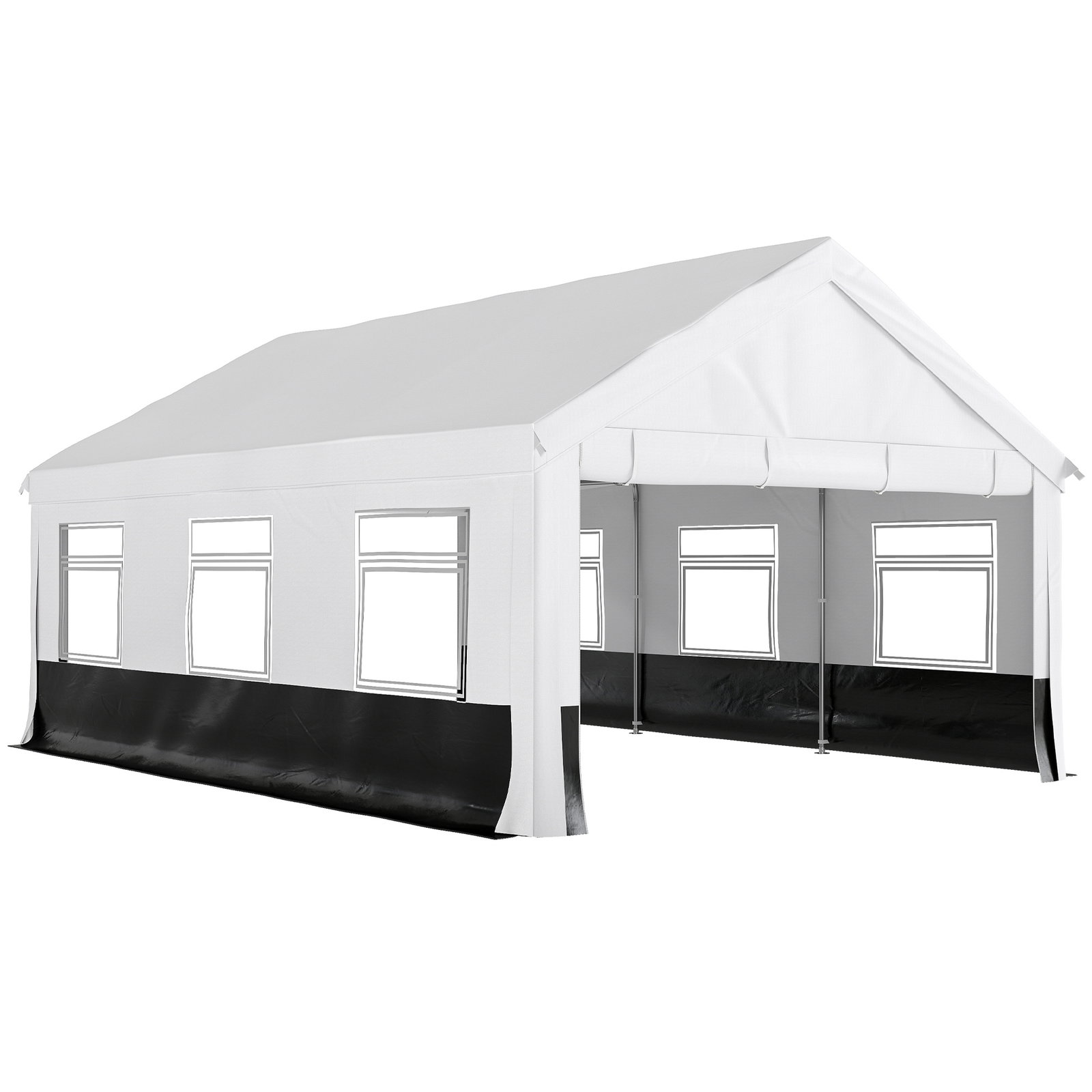 Tenda para festas 4x6 m, tenda de jardim com paredes removíveis, 2 portas e janelas upf30+ para casamentos, cinzento e branco