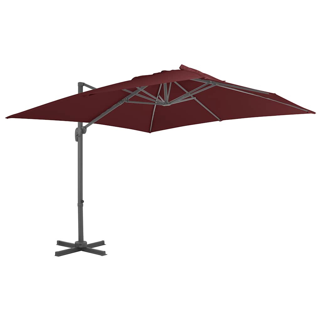 Guarda-sol jardim cantilever c/ poste alumínio 400x300 cm bordô