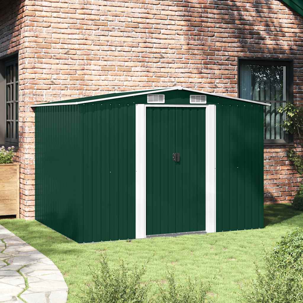 Abrigo de jardim metal verde 257x205x178 cm