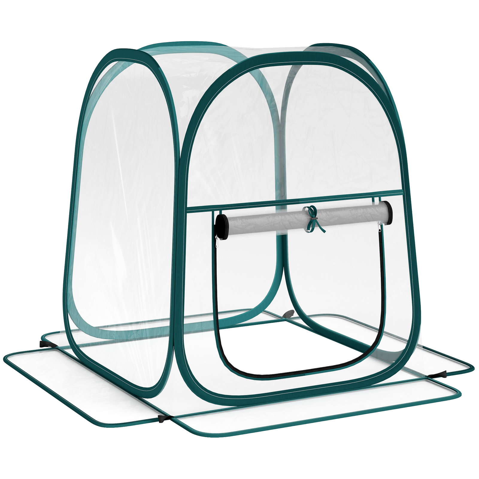 Mini estufa dobrável pop-up para exterior com porta enrolável e cobertura transparente