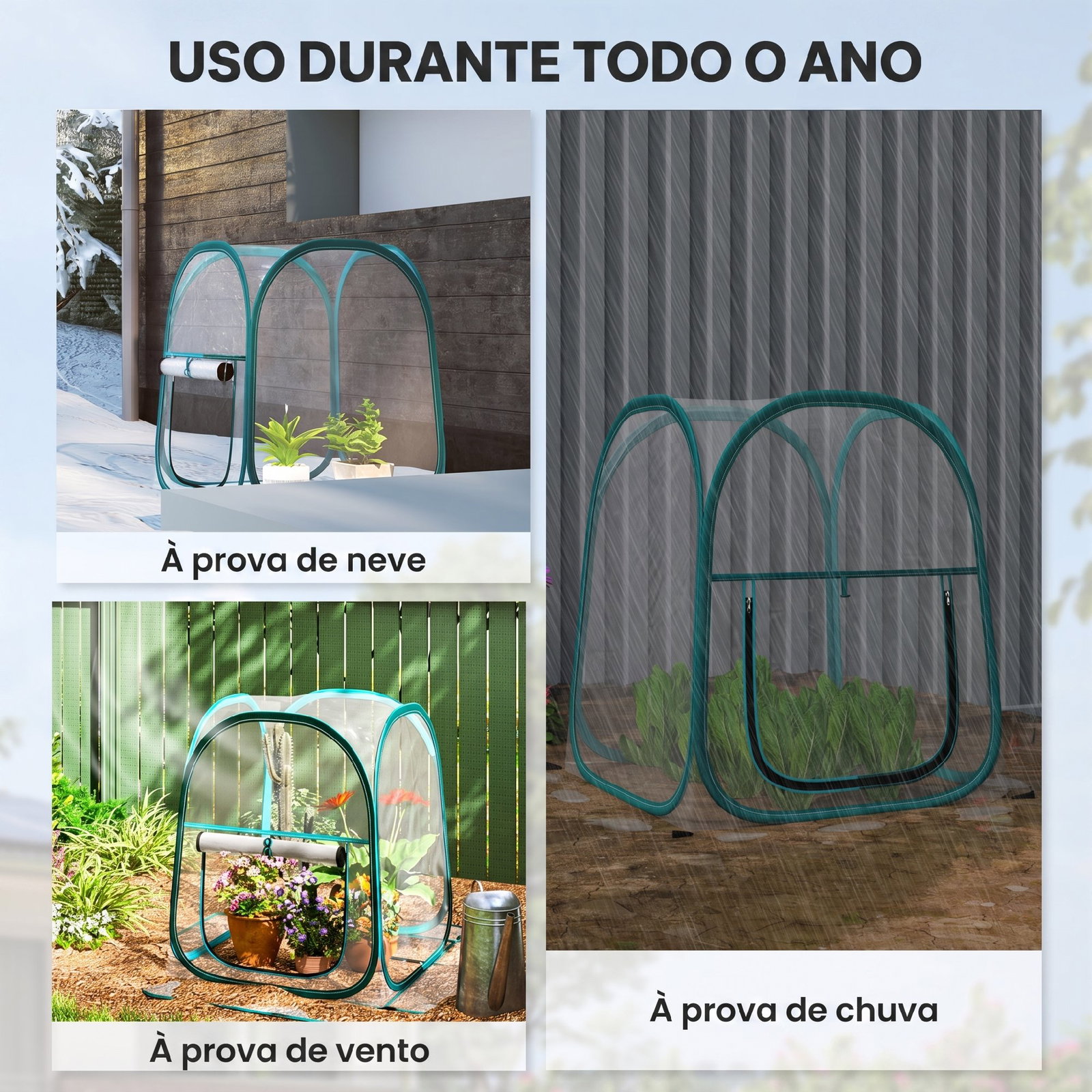 Mini estufa dobrável pop-up para exterior com porta enrolável e cobertura transparente