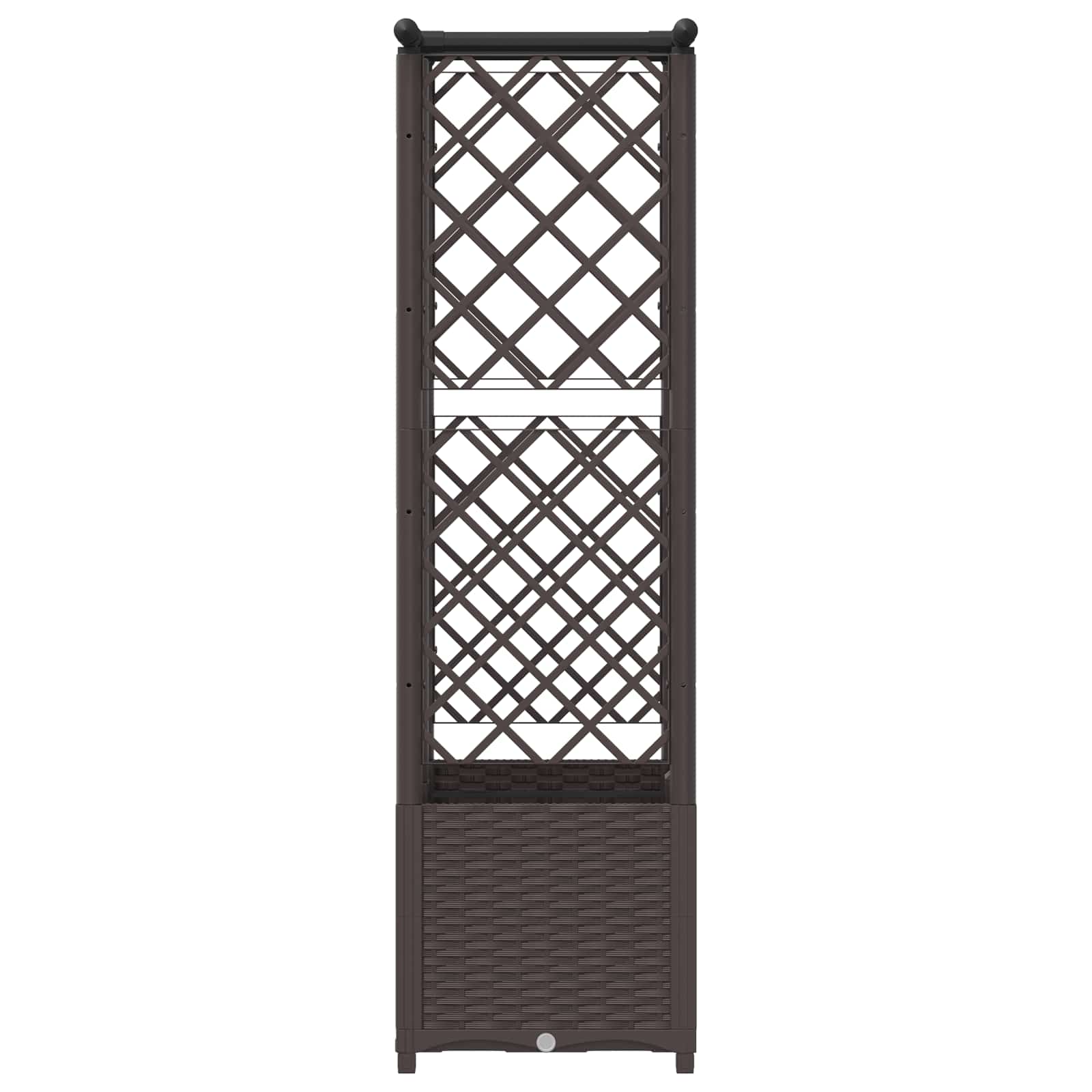 Cama elevada com treliça e telhado castanho 124 x 40 x 136 cm
