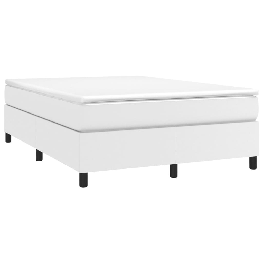 Estrutura de cama com molas 140x190 cm couro artificial branco