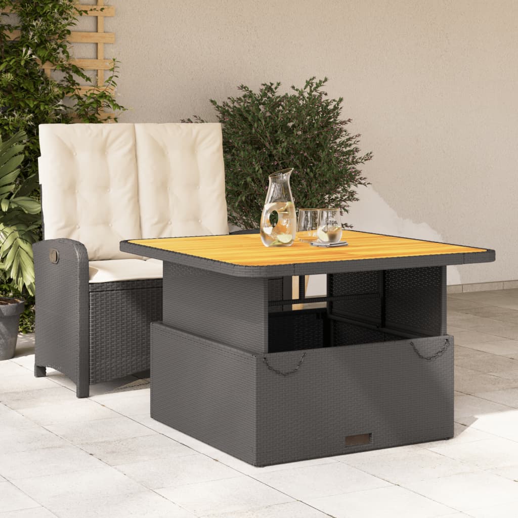 2 Pcs conjunto de jantar p/ jardim c/ almofadões vime PE preto