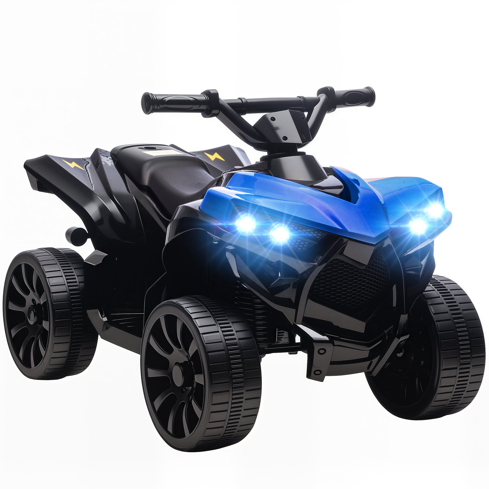 Quadriciclo elétrico para crianças 6 v quadriciclo para crianças com velocidade até 3 km/h faróis e música 70x42x45 cm azul