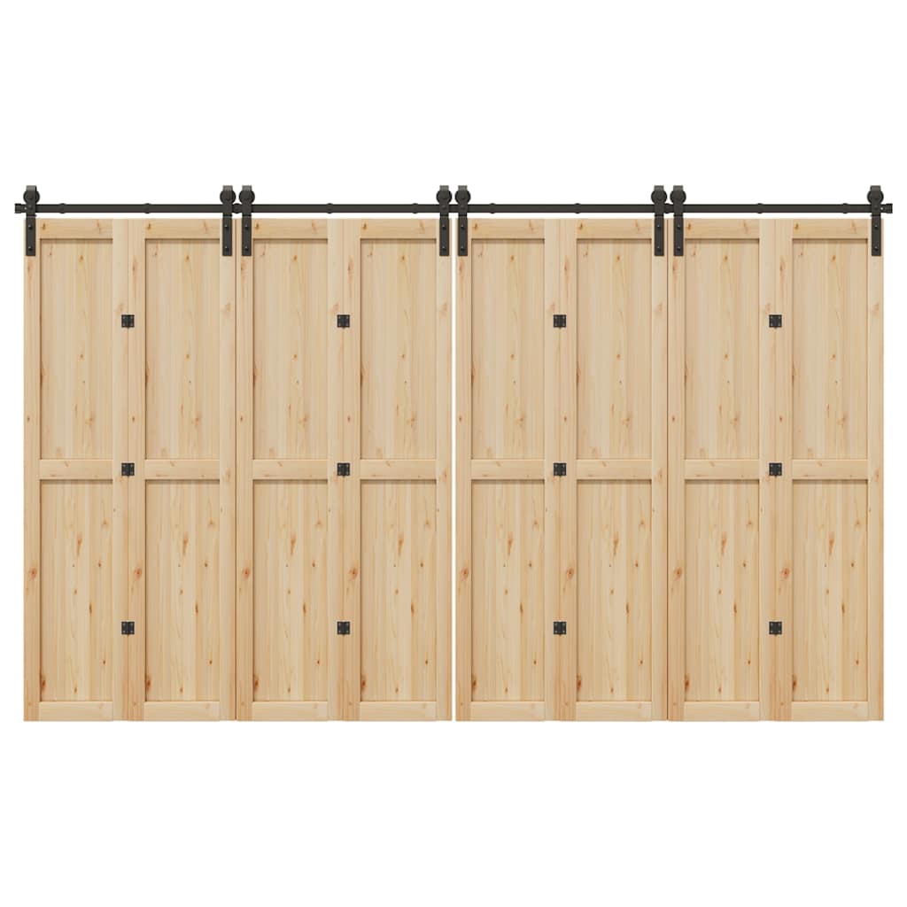 Kit de ferragens para porta deslizante 366 cm aço preto
