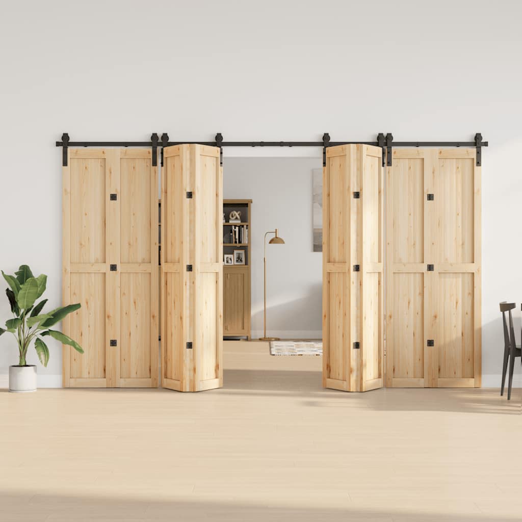 Kit de ferragens para porta deslizante 366 cm aço preto