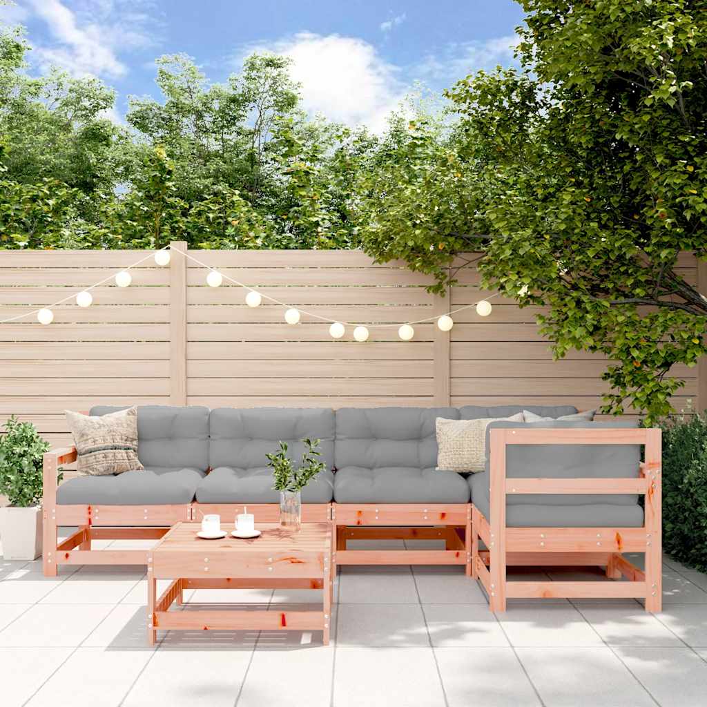 6 Pcs conjunto lounge de jardim madeira de douglas maciça