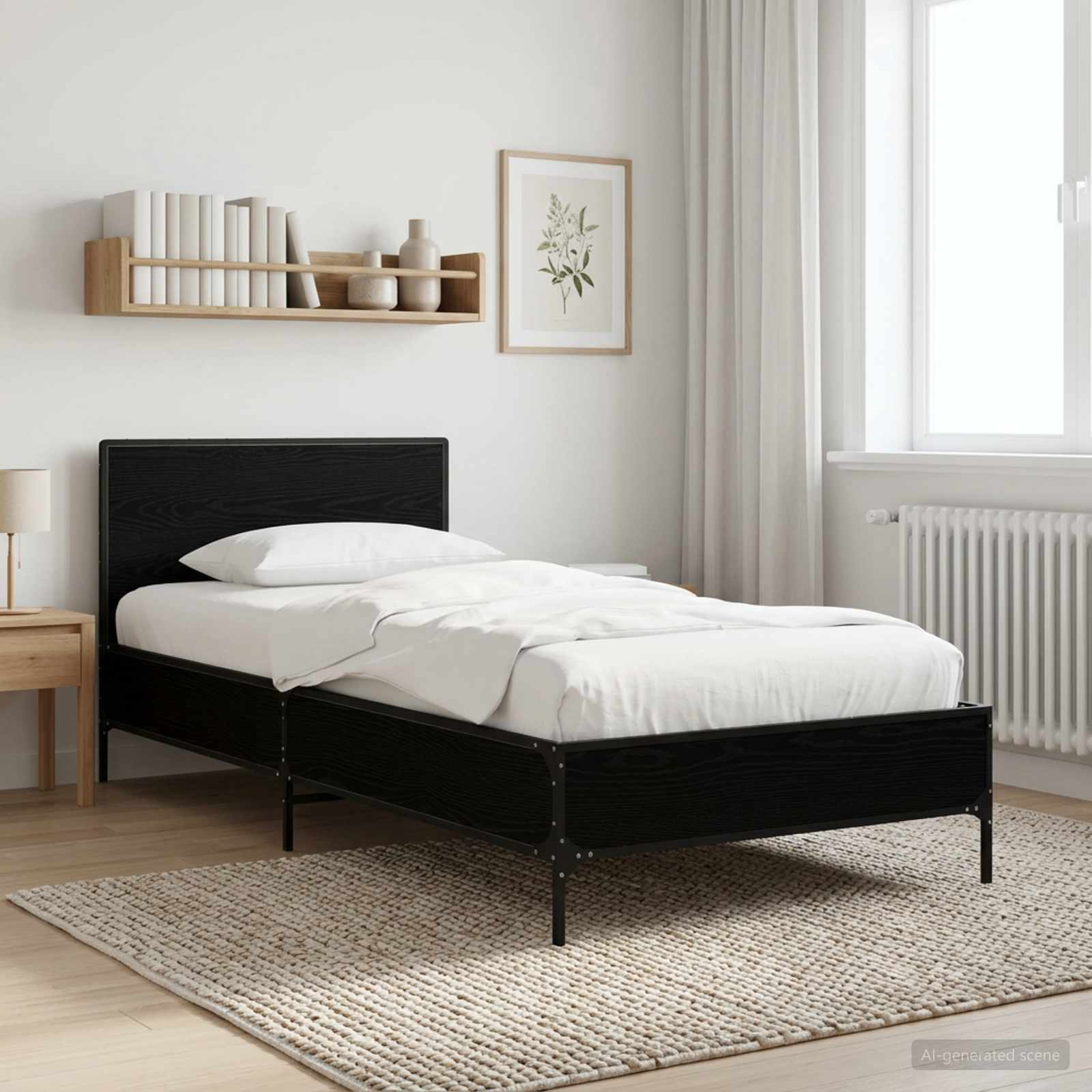 Estrutura de cama com cabeceira carvalho preto 80 x 200 cm