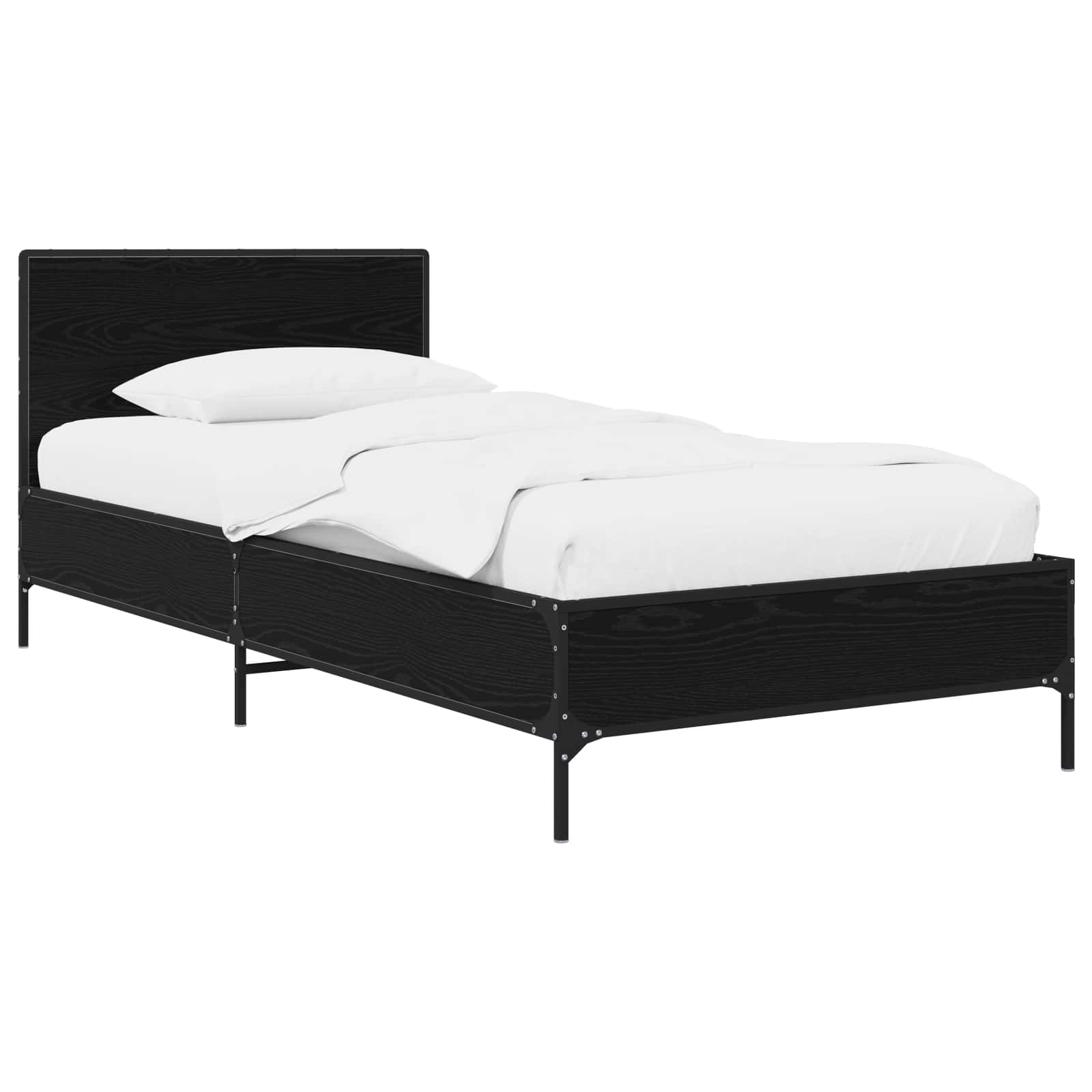 Estrutura de cama com cabeceira carvalho preto 80 x 200 cm