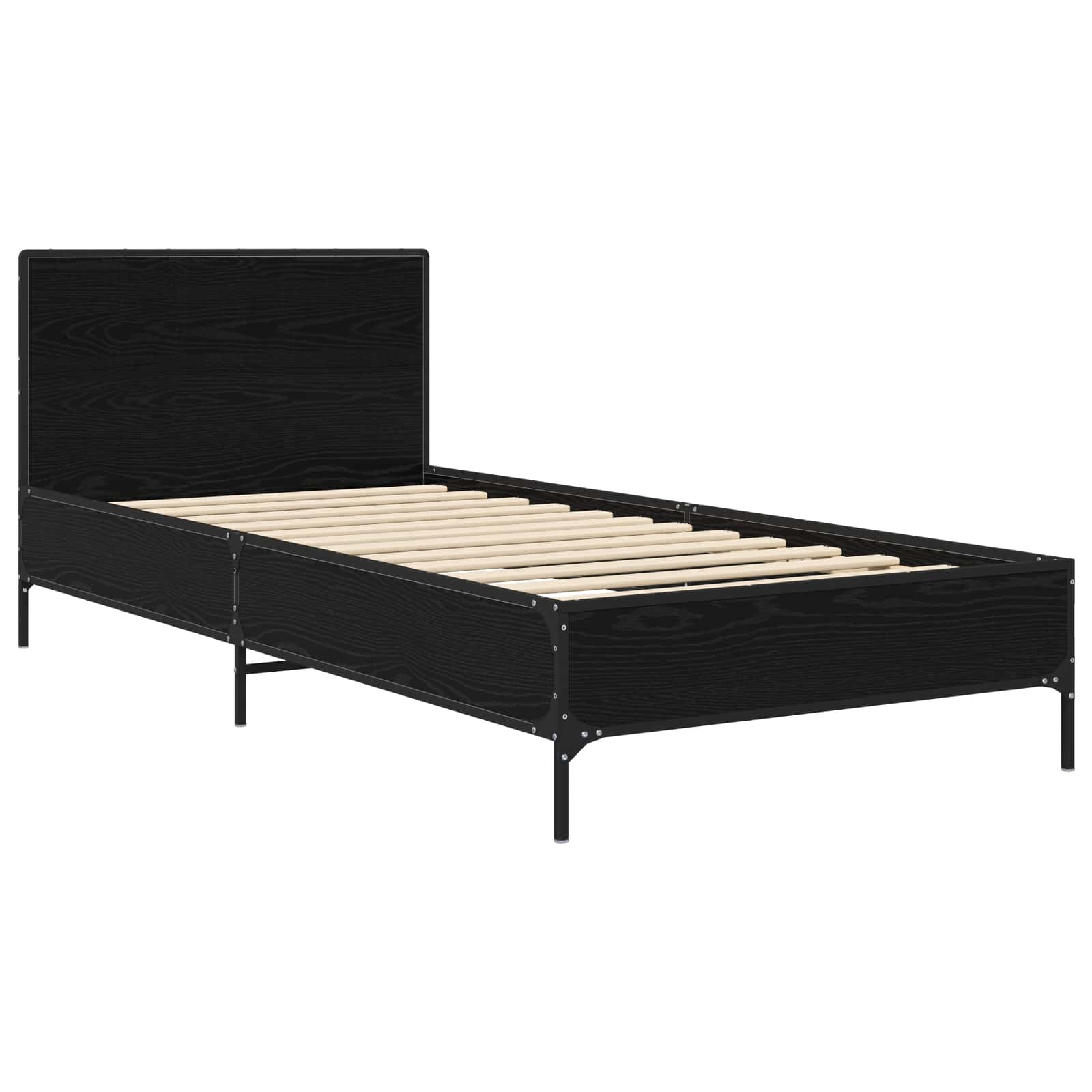 Estrutura de cama com cabeceira carvalho preto 80 x 200 cm