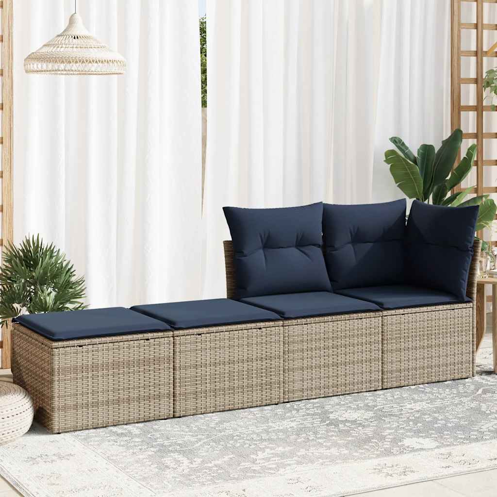 2 Pcs conjunto sofás jardim almofadões vime PE/acácia cinzento