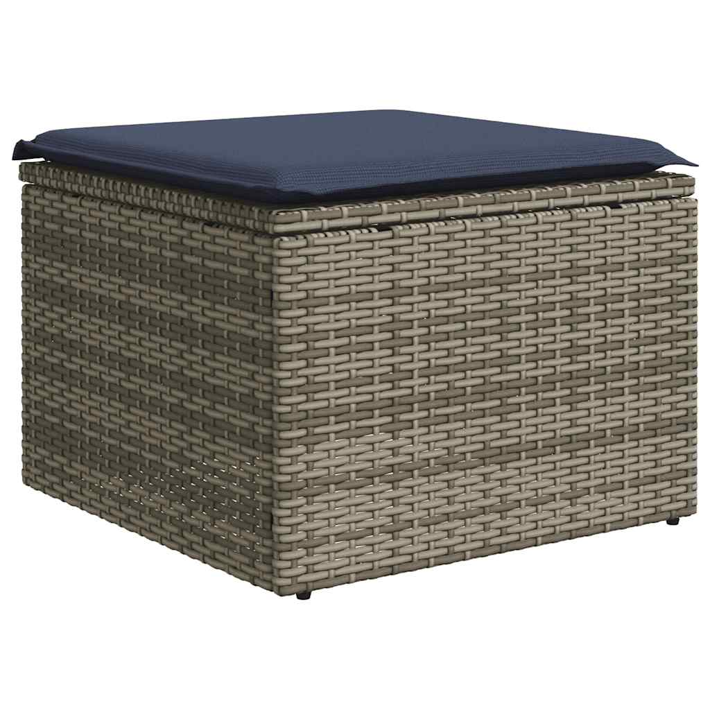 2 Pcs conjunto sofás jardim almofadões vime PE/acácia cinzento