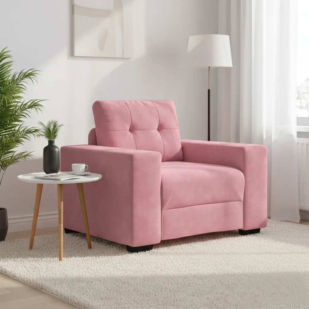 Poltrona de veludo rosa 100x78x80 cm