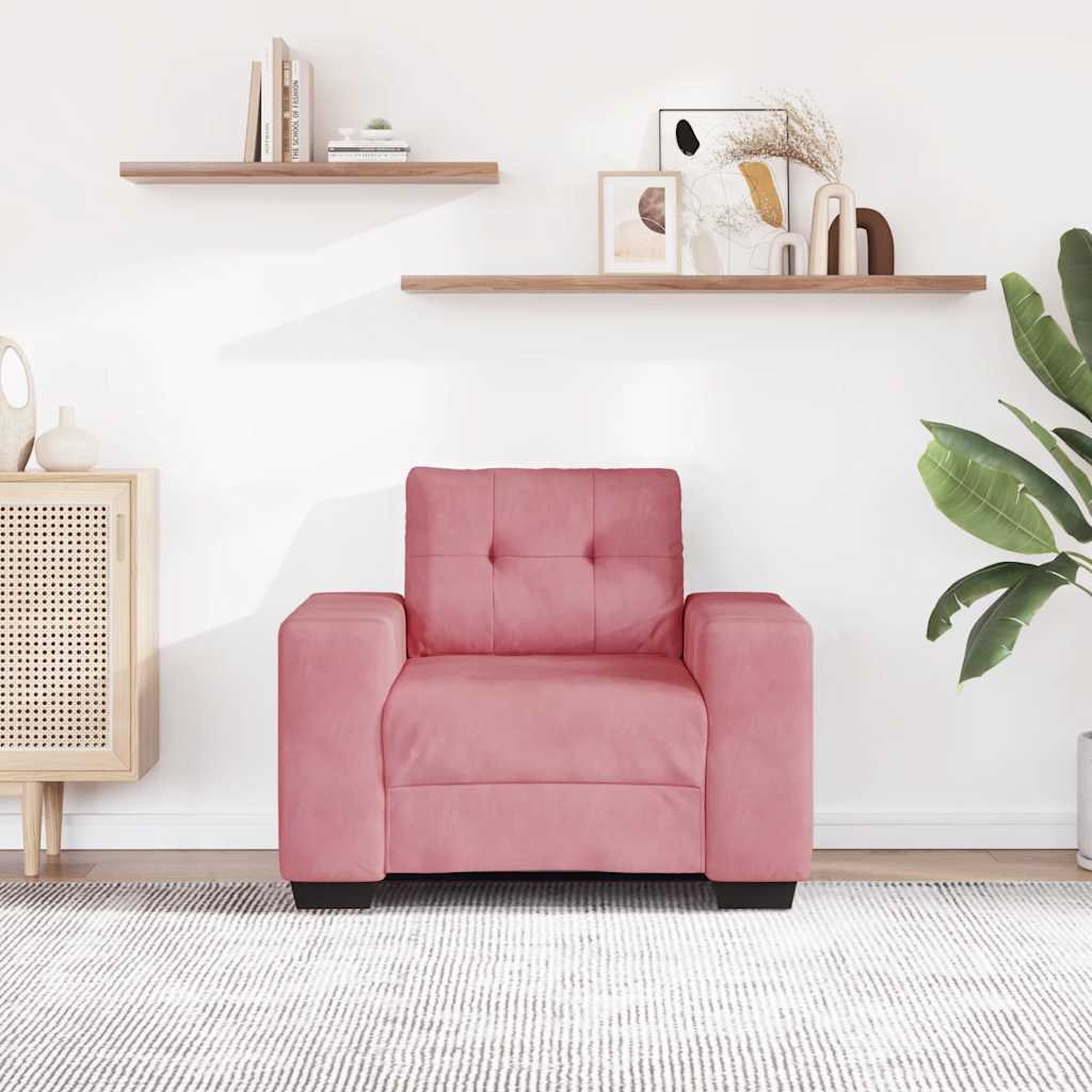 Poltrona de veludo rosa 100x78x80 cm