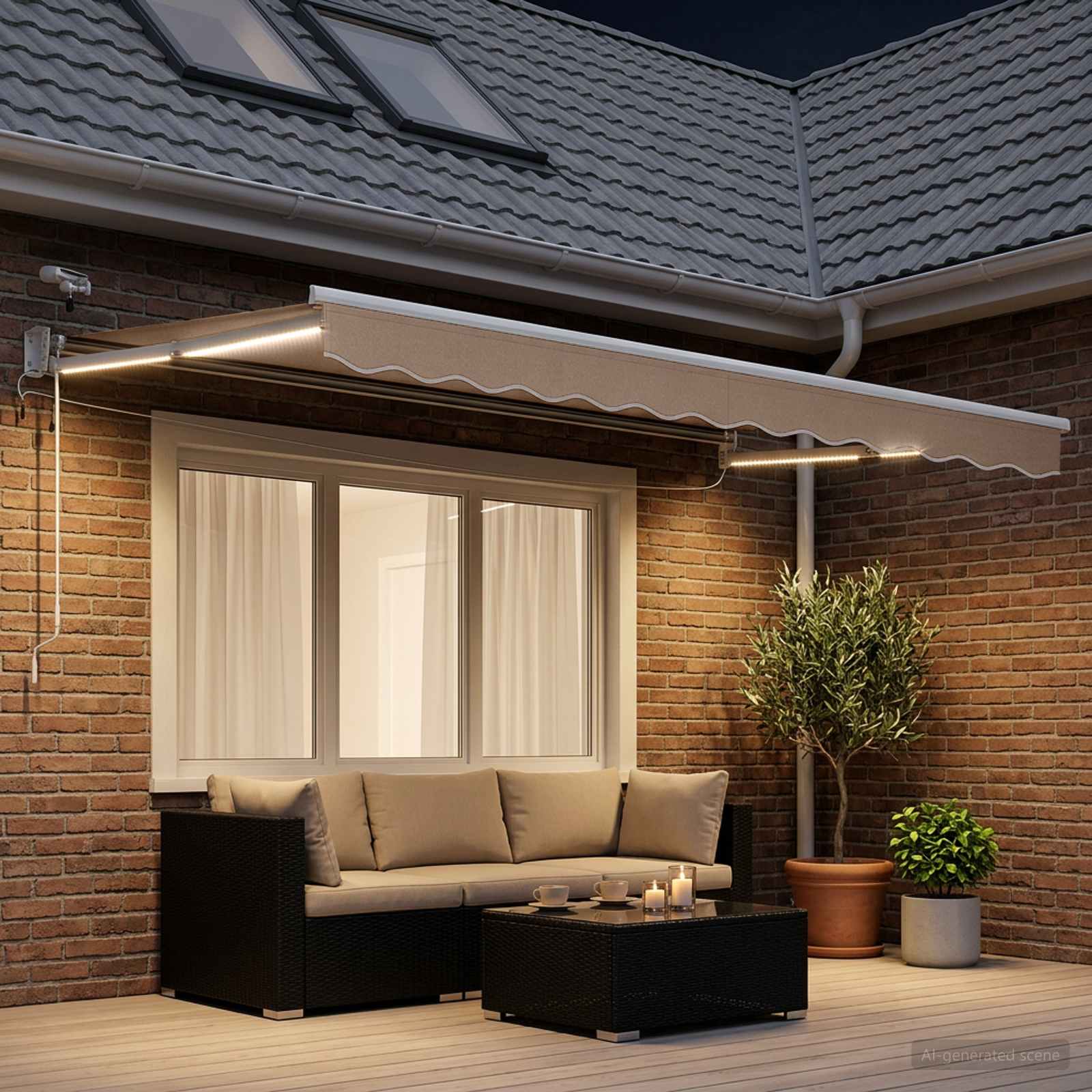Toldo retrátil elétrico cinzento-acastanhado