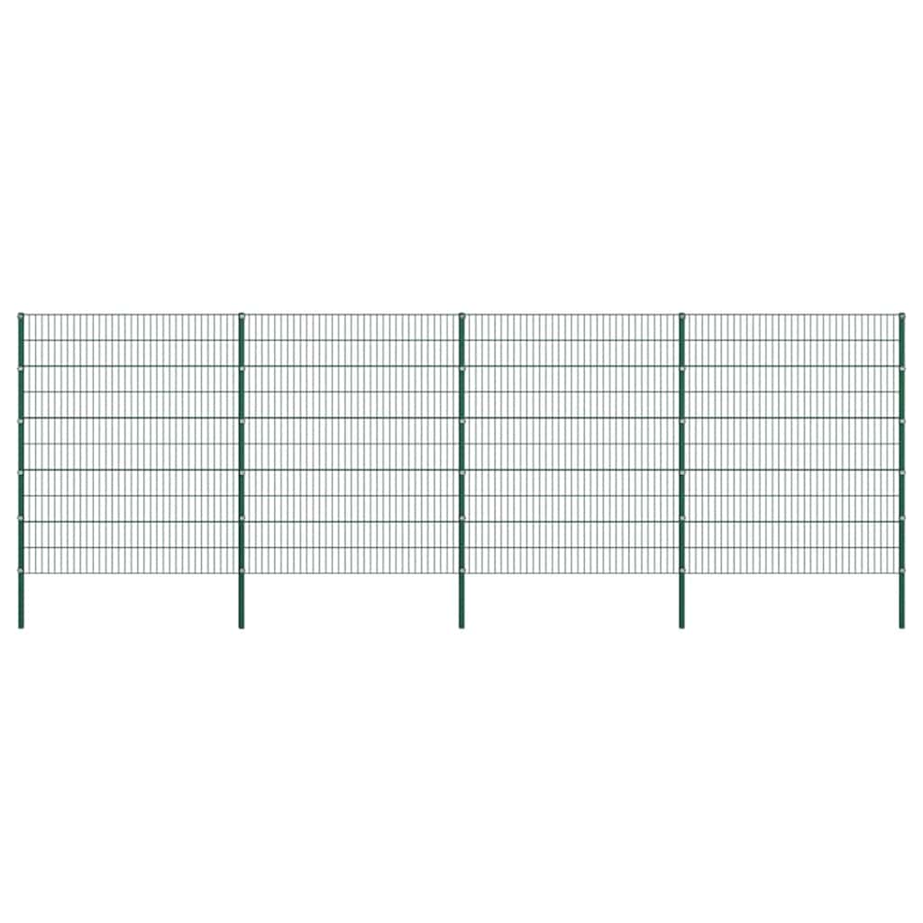 Painel de vedação com postes de ferro 867x200 cm verde