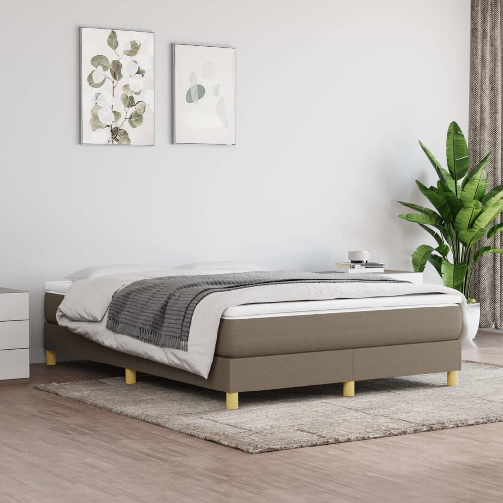 Estrutura de cama com molas 140x190 cm tecido castanho-acinzentado