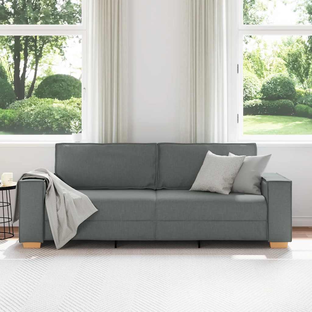 Sofá de 3 lugares cinza escuro 220x78x84 cm tecido