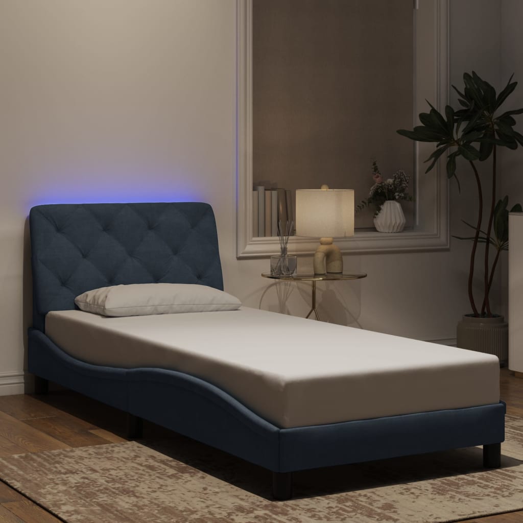 Estrutura de cama com LED sem colchão 80x200 cm veludo cinzento-escuro